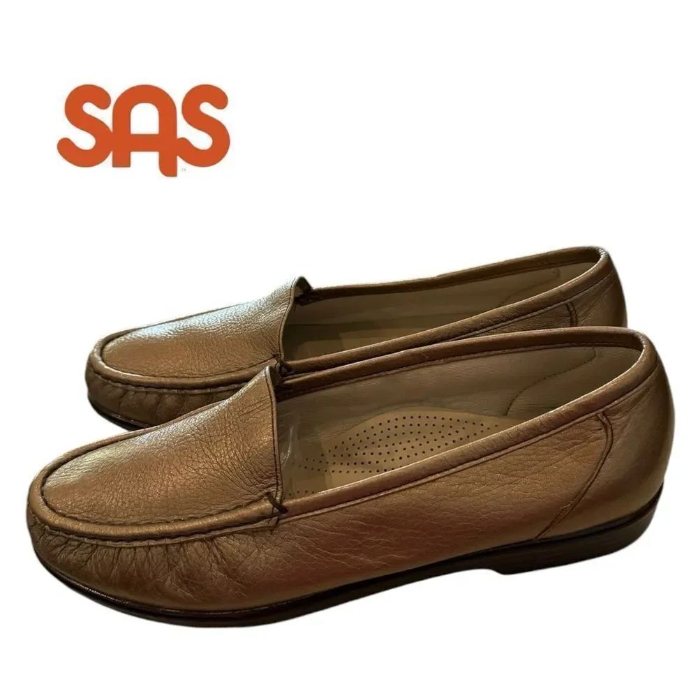 SAS Women's Gold Simplify Leather Moccasin Loafers 10 10W